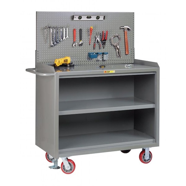 Bench Cabinet, 24" X 48", 2 Doors, Center Shelf, Hardboard, Pegboard